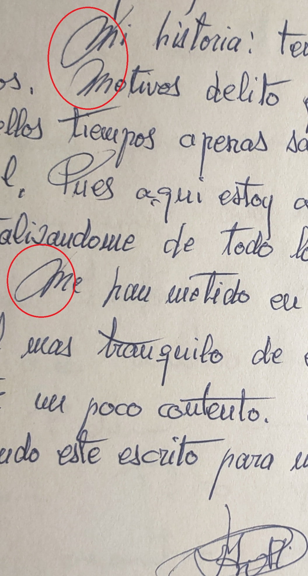 Escritura con trazo artificioso y complicado. Mentiras por vanidad y orgullo