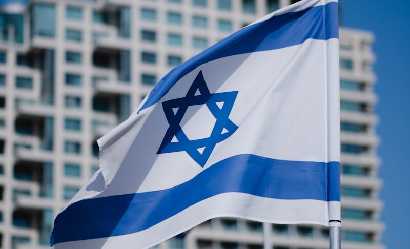 blue and white striped flag