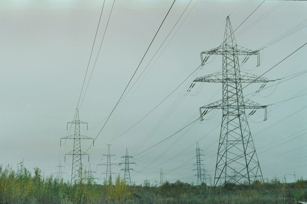An image of power lines in the sky