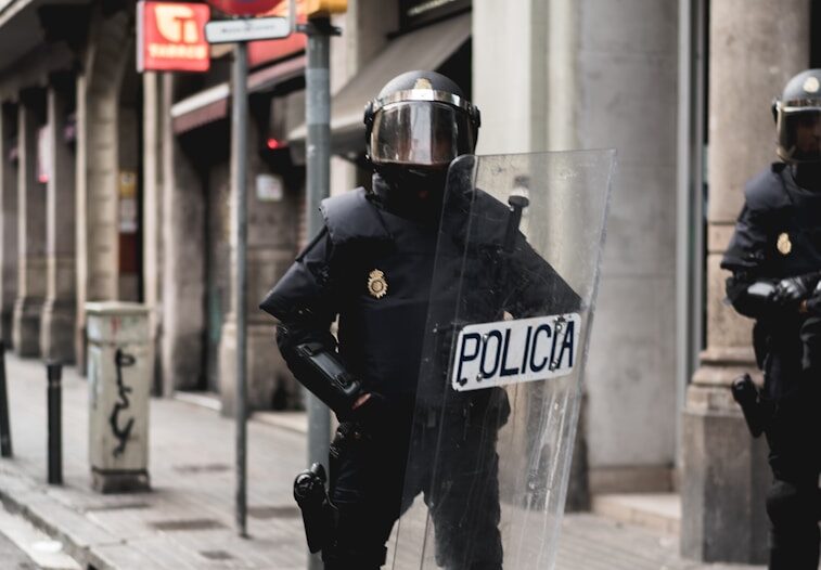 police standing near the building