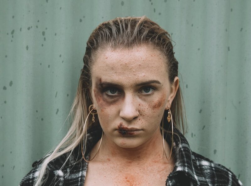 woman in black and white plaid shirt