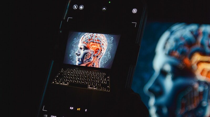 a cell phone sitting on top of a laptop computer