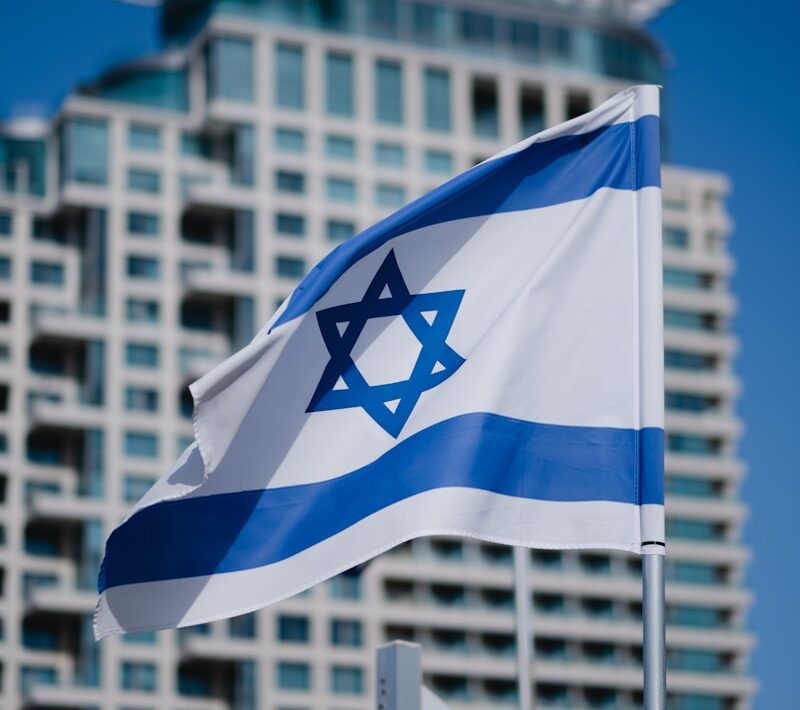 blue and white striped flag